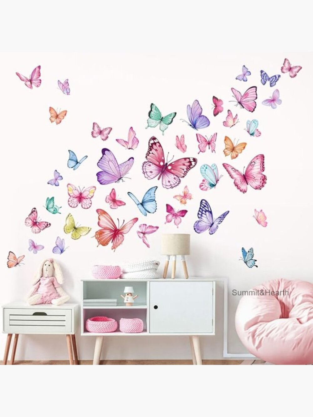 Waterproof Butterfly Wall Decals, 9 Sheets, Peel & Stick Nursery Decor